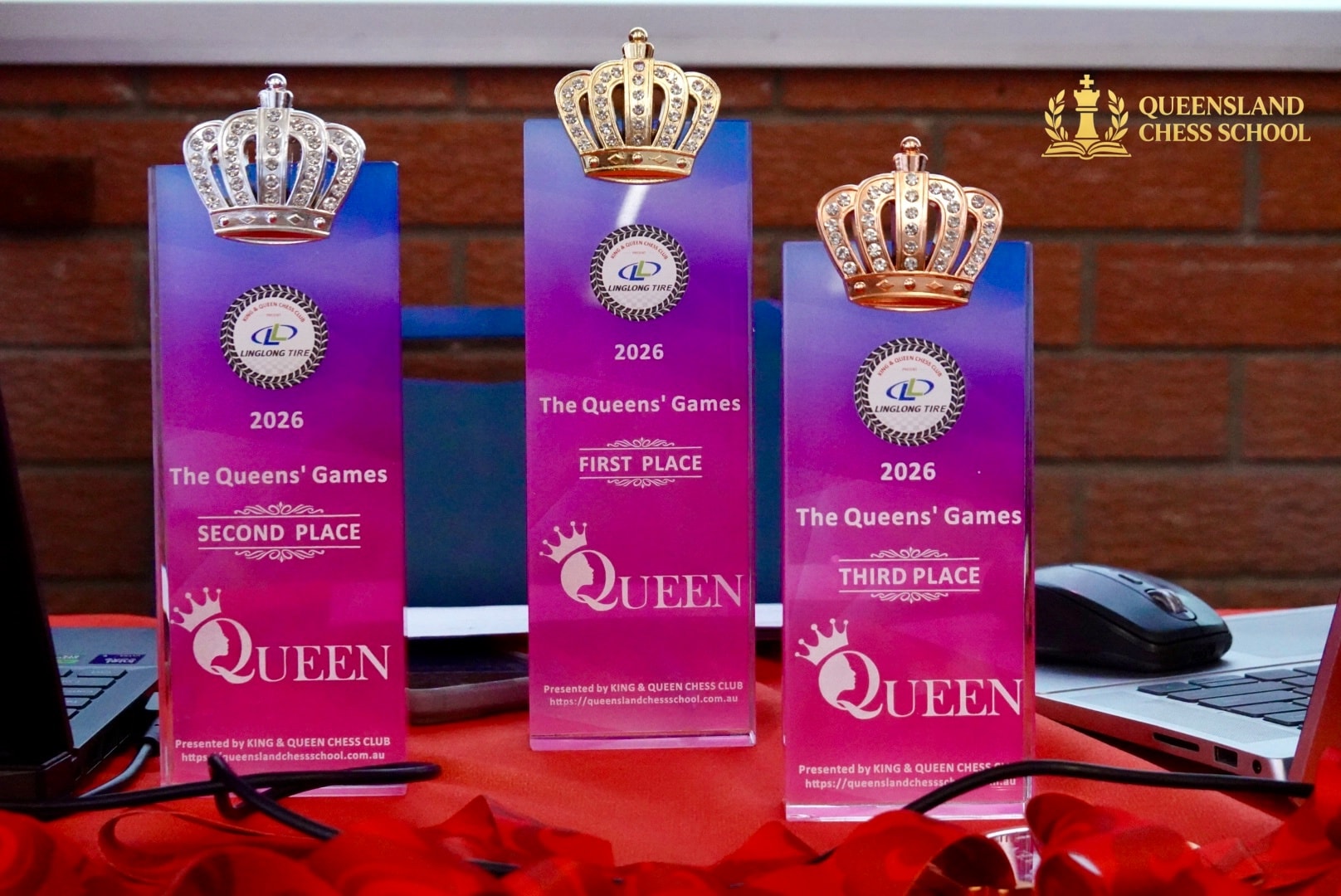 Premium crystal trophies for Queens Games 2026
