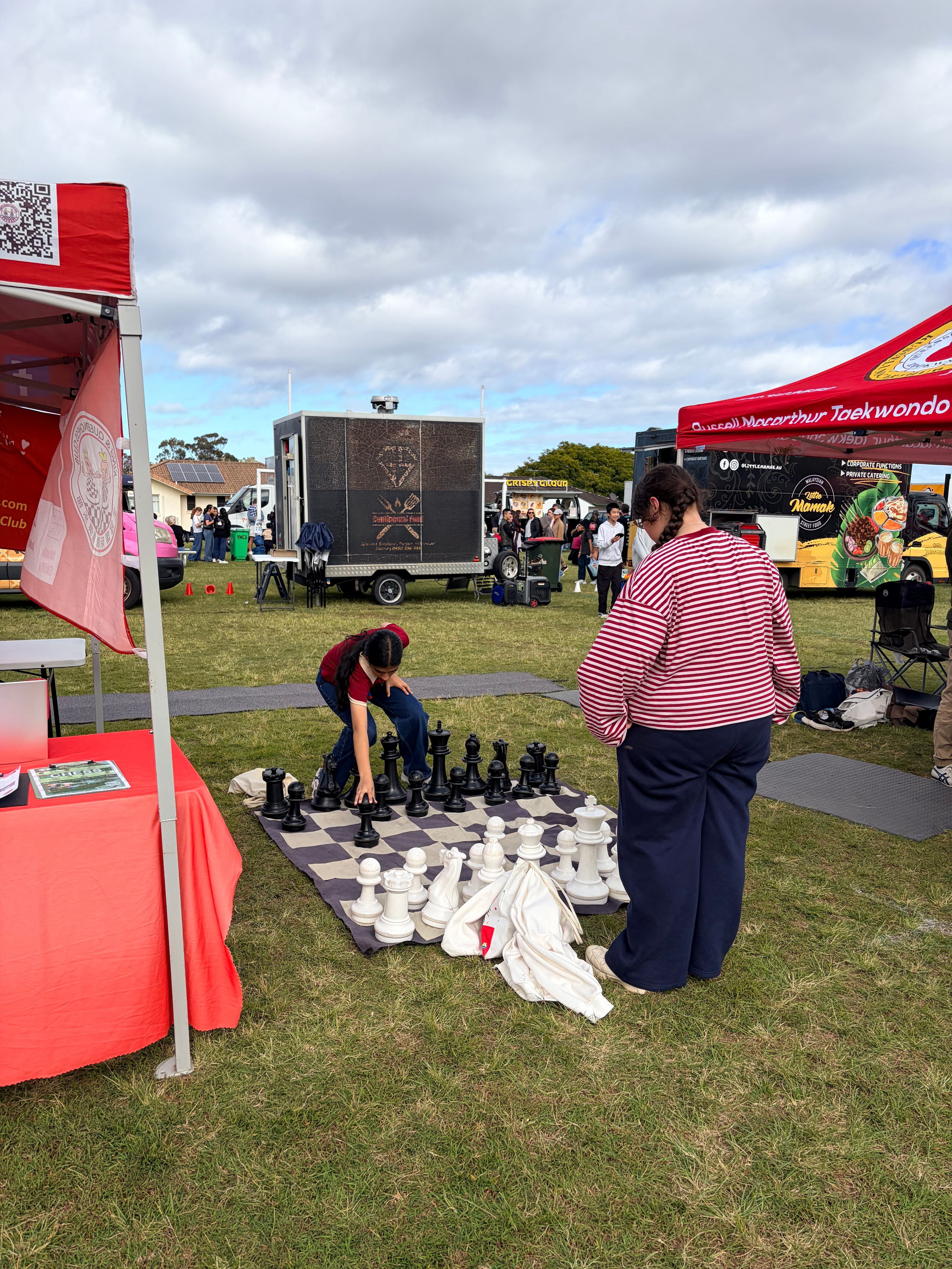 Giant outdoor chess set at Warrigala 2026