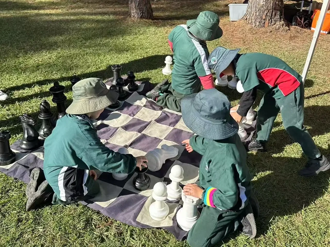 Parent introducing a child to chess