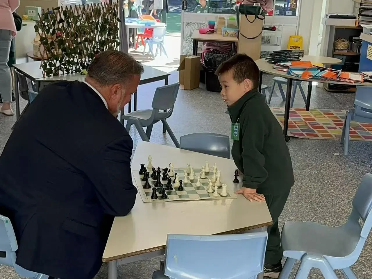 Families joining the chess activities